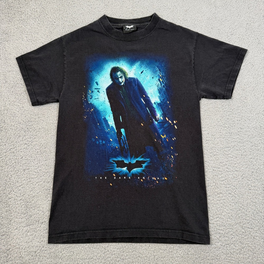 The Dark Knight Batman Tee Shirt Mens M Black Heath Ledger Joker 2008
